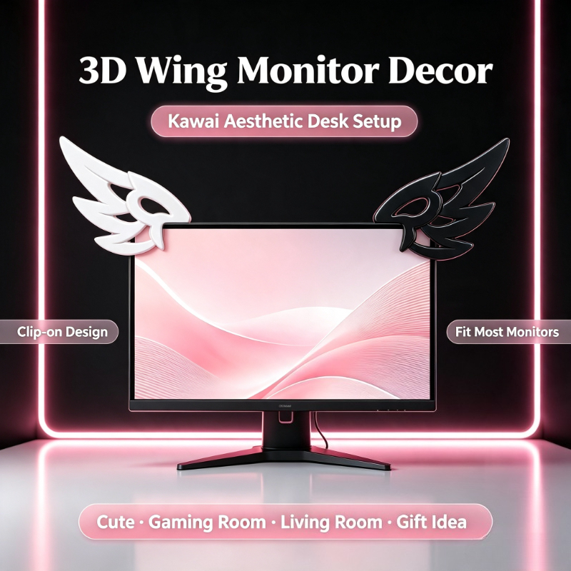 Kawaii Tech Accessories - Bilgisayar Monitörü için Kawaii 3D Kanat